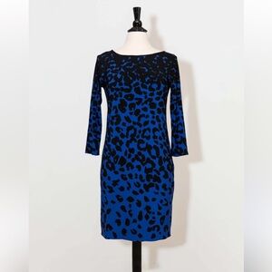 Elegant Long Sleeve Blue and Black Dress